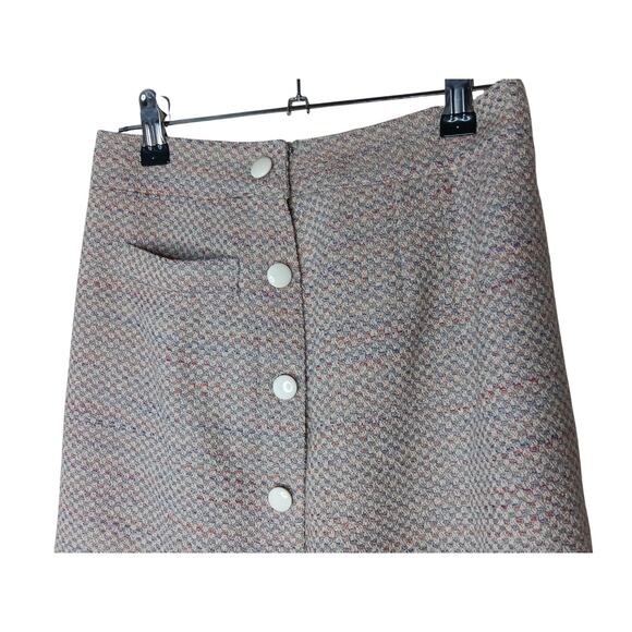 Chloé Pink Purple Tweed Wool Skirt S/M Button Front France Lined Classic Mod - Picture 4 of 9